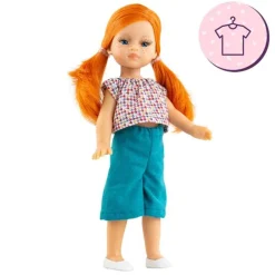 Ensemble pour poupée Paola Reina 21 cm - Las Miniamigas - Sandra - T-shirt coloré et pantalon turquoise
