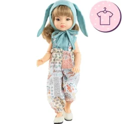 Ensemble pour poupée Paola Reina 32 cm - Las Amigas Articulée - Manica - Combinaison à imprimé naturel et capuche lapin