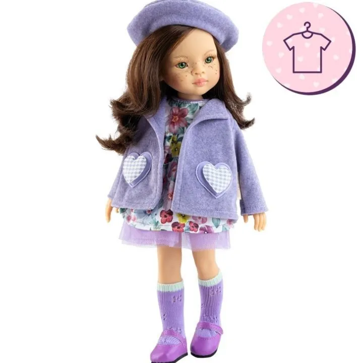 Ensemble pour poupée Paola Reina 32 cm - Las Amigas - Sofía - Robe à fleurs, veste violette et béret