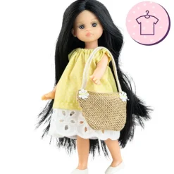 Ensemble pour poupée Paola Reina 21 cm - Las Miniamigas - Noah - Robe jaune et panier