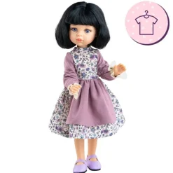 Ensemble pour poupée Paola Reina 32 cm - Las Amigas Articulée - Carina - Robe violette à fleurs