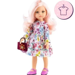 Ensemble pour poupée Paola Reina 32 cm - Las Amigas - Robe Rosa à fleurs et sac