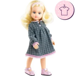 Ensemble pour poupée Paola Reina 32 cm - Las Amigas - Laura - Robe grise à carreaux