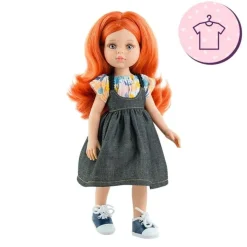 Ensemble pour poupée Paola Reina 32 cm - Las Amigas - Maribel - Pantalon en denim et T-shirt à fleurs