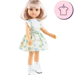 Ensemble pour poupée Paola Reina 32 cm - Las Amigas - Rosa - Robe à fleurs jaunes et bleues