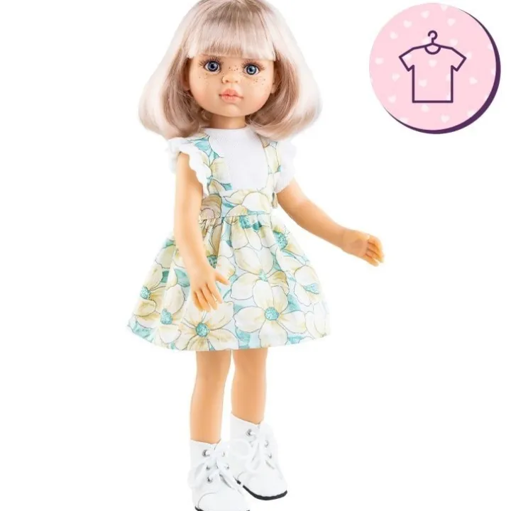 Ensemble pour poupée Paola Reina 32 cm - Las Amigas - Rosa - Robe à fleurs jaunes et bleues