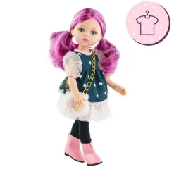 Ensemble pour poupée Paola Reina 32 cm - Las Amigas Funky - Rosela - Robe étoilée avec sac