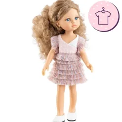Ensemble pour poupée Paola Reina 32 cm - Las Amigas - María José - Robe rose avec des couleurs