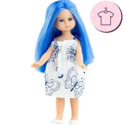 Ensemble pour poupée Paola Reina 21 cm - Las Miniamigas - Valeria - Robe blanche avec papillons