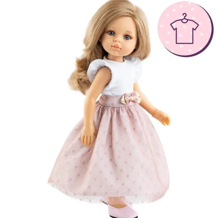 Ensemble pour poupée Paola Reina 32 cm - Las Amigas - Ana - Robe blanche-rose à pois