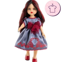 Ensemble pour poupée Paola Reina 32 cm - Las Amigas Funky - Estíbaliz - Robe bleue avec des décorations rouges