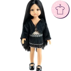 Ensemble pour poupée Paola Reina 32 cm - Las Amigas - Carola - Robe noire avec bordures et veste