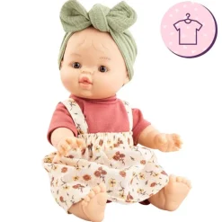 Ensemble pour poupée Paola Reina 34 cm - Gordis - Federica - T-shirt et salopette fuchsia à imprimé naturel