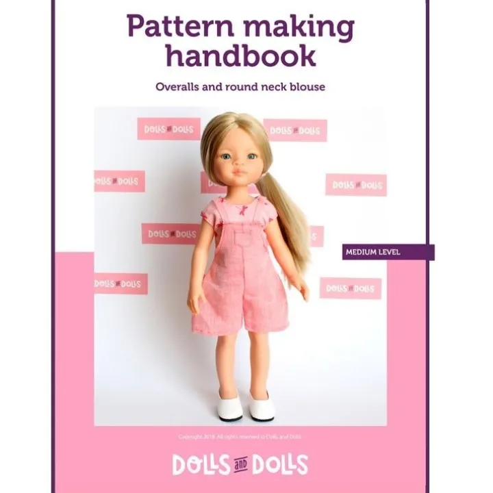 Patron téléchargeable Dolls And Dolls pour poupées Las Amigas - Salopette avec chemisier col rond