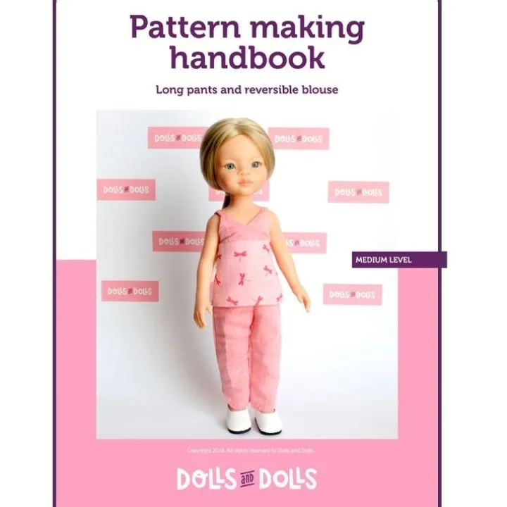 Patron téléchargeable Dolls And Dolls pour poupées Las Amigas - Pantalon long avec chemisier réversible