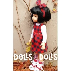 Patron téléchargeable Dolls And Dolls pour poupées Las Amigas - Robe à carreaux avec chemisier