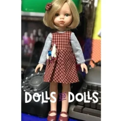 Patron téléchargeable Dolls And Dolls pour poupées Las Amigas - Robe à carreaux avec chemisier