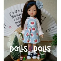 Patron téléchargeable Dolls And Dolls pour poupées Las Amigas - Robe à carreaux avec chemisier
