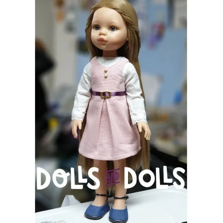 Patron téléchargeable Dolls And Dolls pour poupées Las Amigas - Robe à carreaux avec chemisier