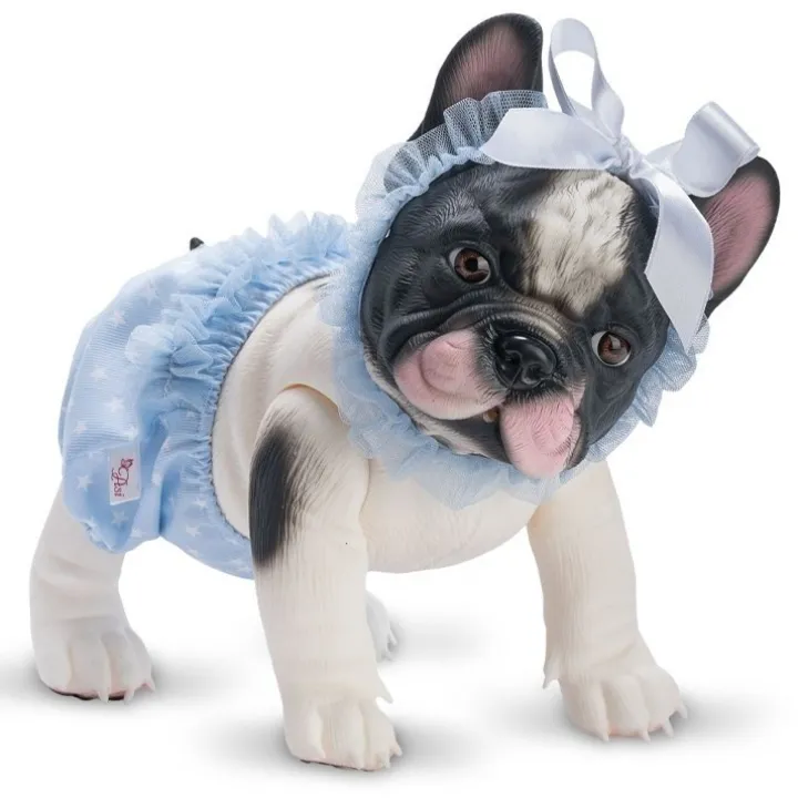 Poupée animal Así 32 cm - Lilly le Bouledogue avec culotte bleue