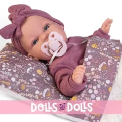 Poupée Antonio Juan 34 cm - Nouveau-né Baby Toneta Palabritas avec sac de couchage en peau de mouton