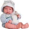 Poupée Antonio Juan 42 cm - Nouveau-né avec poisson en peau de mouton