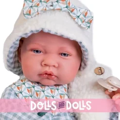 Poupée Antonio Juan 42 cm - Nouveau-né avec poisson en peau de mouton