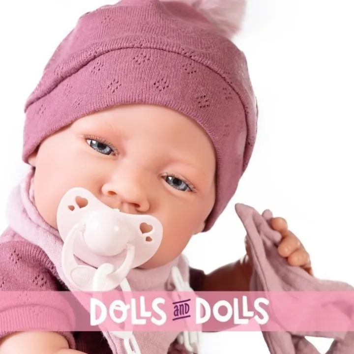 Poupée Antonio Juan 42 cm - Nouveau-né avec dou dou lapin et coussin étoile