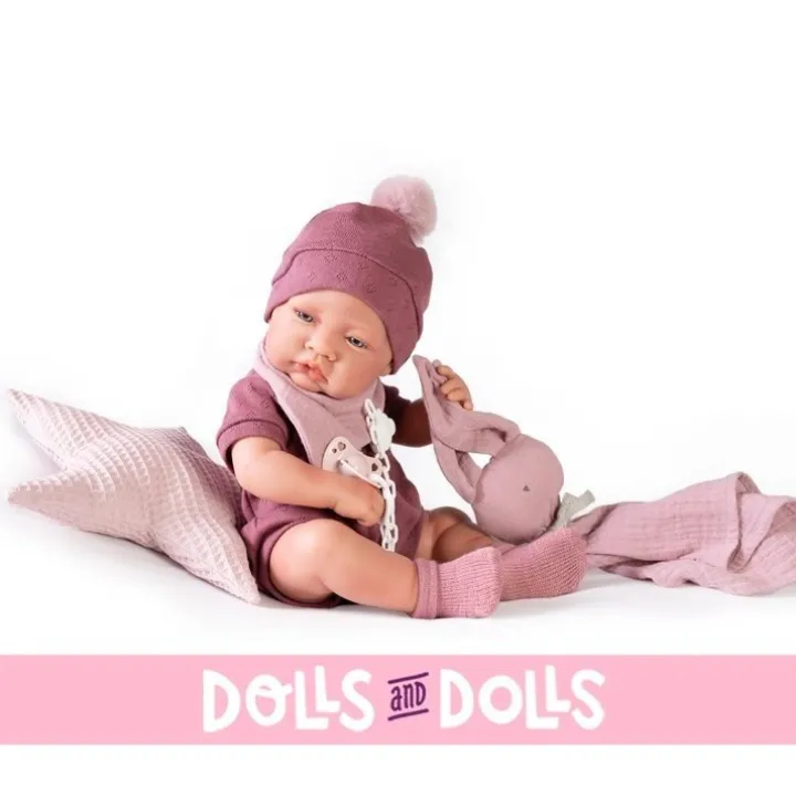 Poupée Antonio Juan 42 cm - Nouveau-né avec dou dou lapin et coussin étoile