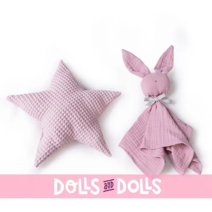 Poupée Antonio Juan 42 cm - Nouveau-né avec dou dou lapin et coussin étoile