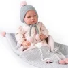 Poupée Antonio Juan 42 cm - Nouveau-né avec gigoteuse et pompons