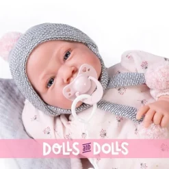 Poupée Antonio Juan 42 cm - Nouveau-né avec gigoteuse et pompons