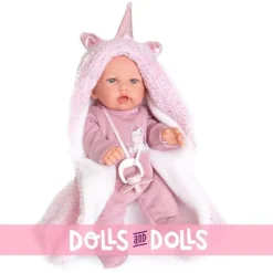Poupée Antonio Juan 27 cm - Petit petits mots avec une casquette licorne