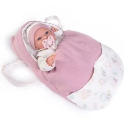 Poupée Antonio Juan 34 cm - Sac-sac à dos nouveau-né Baby Toneta petits mots