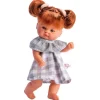 Poupée Así 20 cm - Bomboncín fille avec robe grise à carreaux et col en mousseline grise