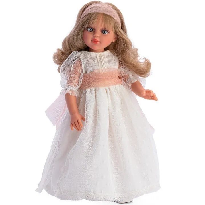 Poupée Así 40 cm - Communion Sabrina avec tulle beige et plumeti beige