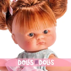 Poupée Así 20 cm - Fille Bomboncín en robe de piqué vert rayée d'un nœud rose