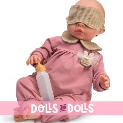 Poupée Así 46 cm - Leo en pyjama rose avec masque
