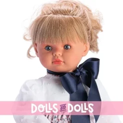 Poupée Así 57 cm - Pepa en robe avec une jupe rouge à fleurs et un chemisier blanc