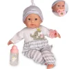 Poupée Berenguer Boutique 38 cm - La Newborn 30036 avec pyjama gris, biberon et tétine