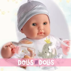 Poupée Berenguer Boutique 38 cm - La Newborn 30036 avec pyjama gris, biberon et tétine