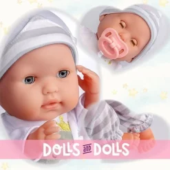 Poupée Berenguer Boutique 38 cm - La Newborn 30036 avec pyjama gris, biberon et tétine
