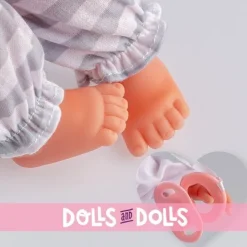 Poupée Berenguer Boutique 38 cm - La Newborn 30036 avec pyjama gris, biberon et tétine