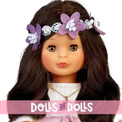 Poupée de collection Nancy 41 cm - Brune communion avec une couronne de fleurs
