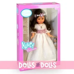 Poupée de collection Nancy 41 cm - Brune communion avec une couronne de fleurs