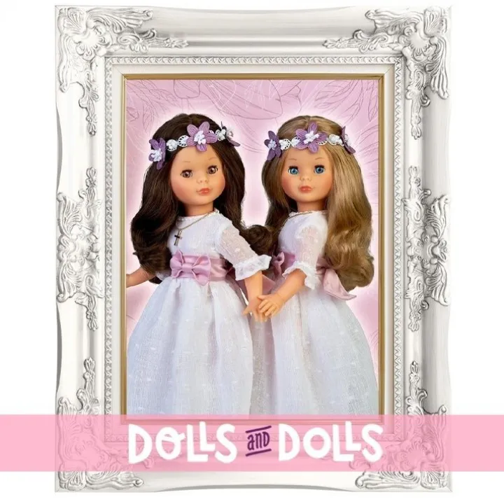 Poupée de collection Nancy 41 cm - Brune communion avec une couronne de fleurs