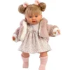 Poupée Llorens 42 cm - Alexandra pleureuse avec veste en laine et robe à fleurs