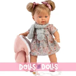 Poupée Llorens 42 cm - Alexandra pleureuse avec veste et écharpe en laine