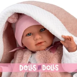 Poupée Llorens 40 cm - Crying Mimi nouveau-né avec nacelle rose