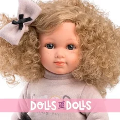 Poupée Llorens 35 cm - Elena avec un pull beige et une jupe à fleurs